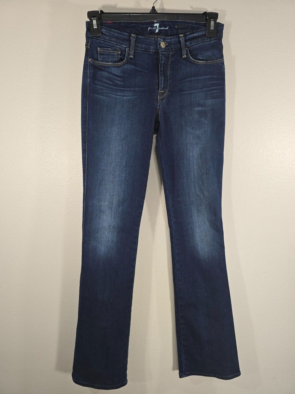 Seven 7 For All Mankind Jeans Skinny Bootcut Dark Wash womens Size 28 x 32 BT